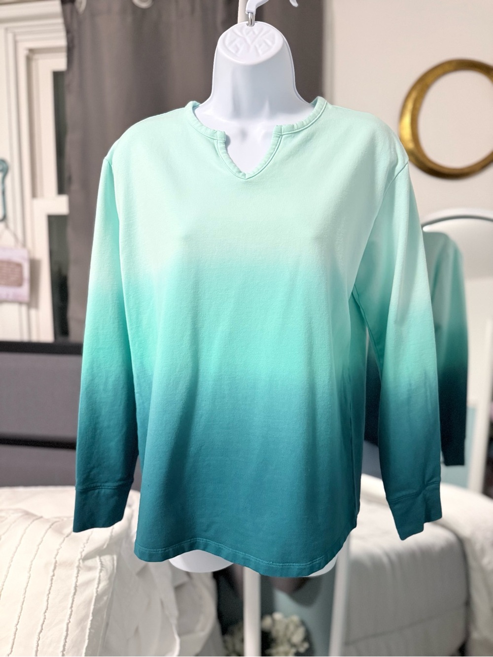 d&co Denim & Company Mint Ombre Pullover
